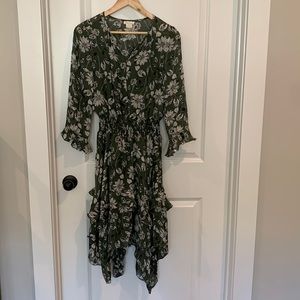 Shoshanna MIDI Dress | Size: 8 | Color: Green and White